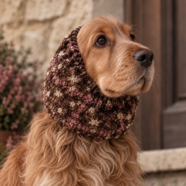 Paraorecchie per cani in maglia bouclé - Choco pink