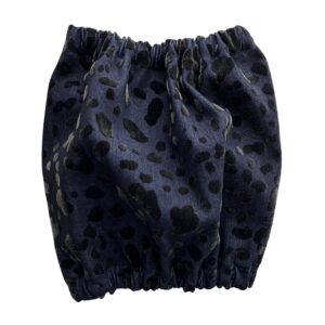 Paraorecchie per cani in denim stretch grigio scuro “Leopard Couture” - tessuto alta moda