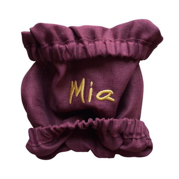 Paraorecchie-per-cani-in-lino-versilia-burgundy-personalizzato-con-nome Paraorecchie per cani in puro lino Versilia - Disponibile in molteplici colori