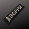 Customized harness patch with Cocker Spaniel silhouette + name