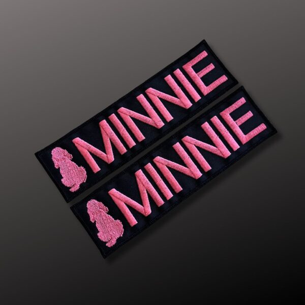 Customized harness patch with Cocker Spaniel silhouette + name